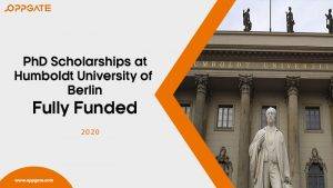 PhD Scholarships for developing Countries