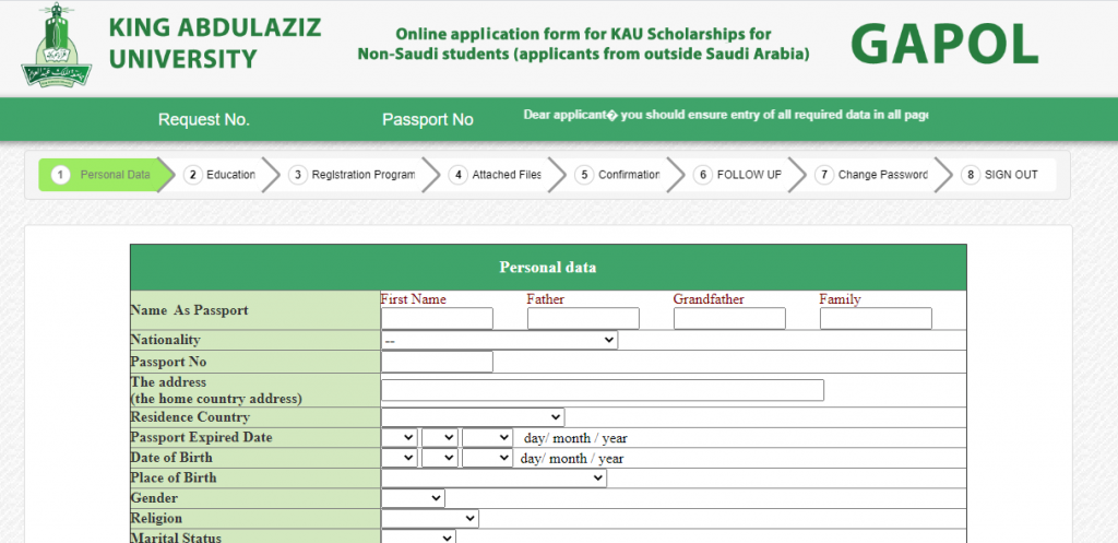 king abdulaziz university scholarship portal